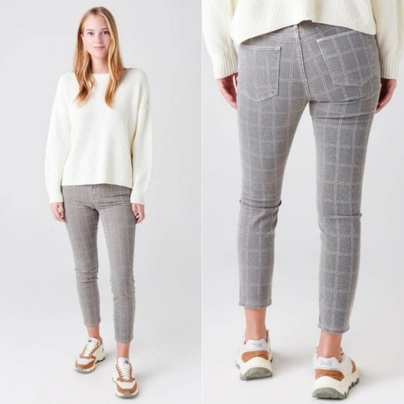 Frame Le High Skinny Crop in Window Pane Plaid Pant Size 24 - Picture 1 of 10